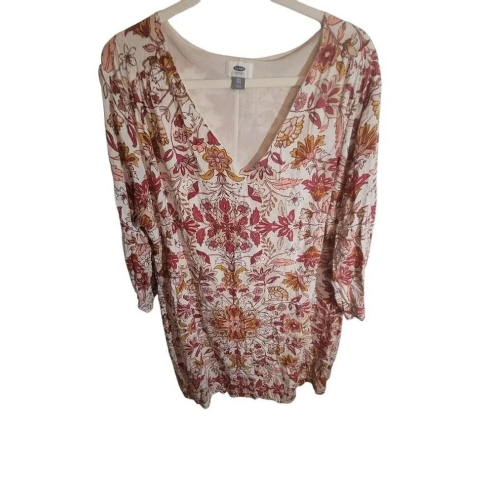 Old Navy Floral Midi‎ Dress - Red and Orange